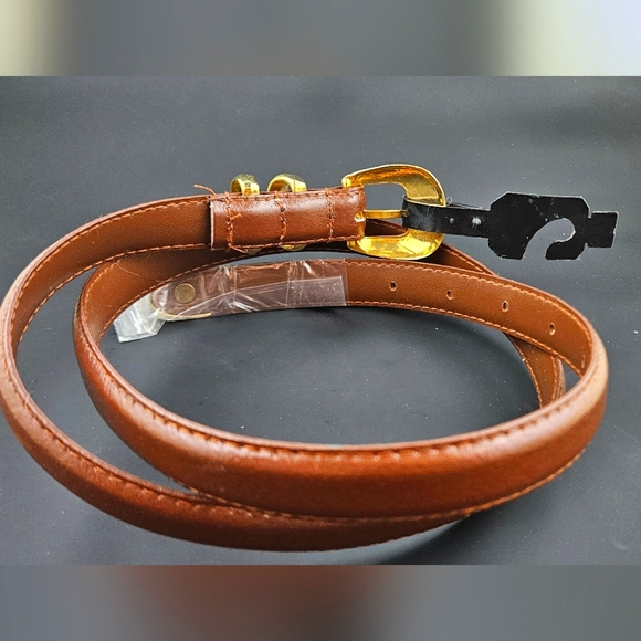 Vintage 34in Brown Genuine Leather Belt Preserved in Plastic Covers - Picture 2 of 2